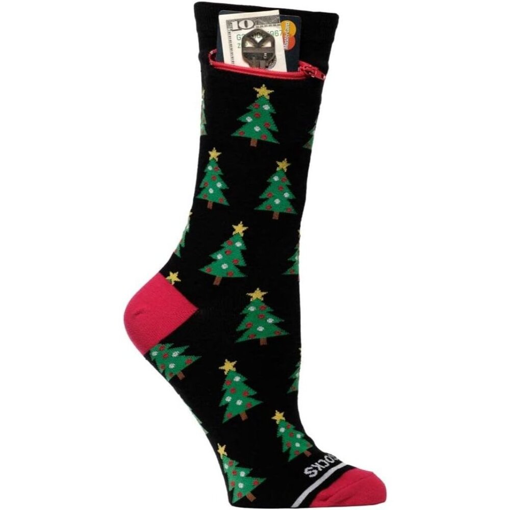 Men's Travel Zippered Pocket Socks in Large, Shoe size 8-12.5